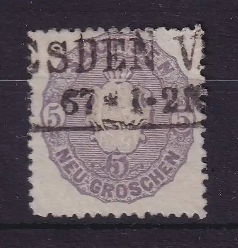 Sachsen 1866 Staatswappen 5 Neugroschen  Mi.-Nr. 19b gestempelt