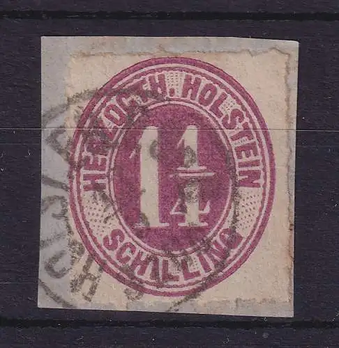 Schleswig-Holstein und Lauenburg 1 1/4 Schilling Mi.-Nr. 22  O auf Briefstück