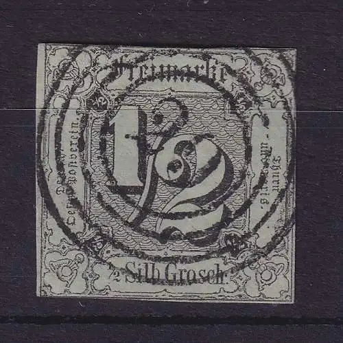 Thurn und Taxis 1/2 Silbergroschen 1852 Mi.-Nr. 3 mit Nummern-O 29 Hanau