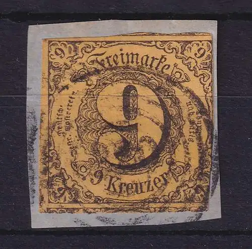 Thurn und Taxis 9 Kreuzer 1852 Mi.-Nr. 10a II  O auf Briefstück