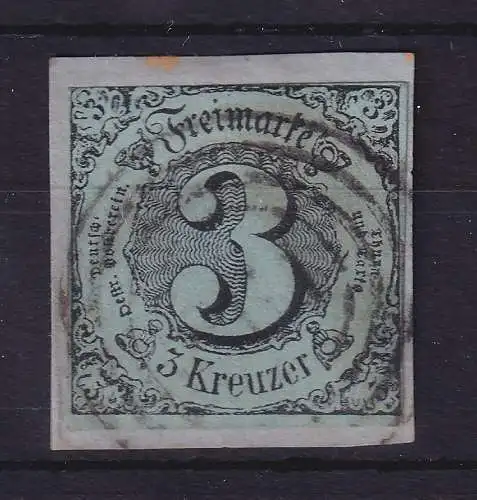 Thurn und Taxis 3 Kreuzer 1858 Mi.-Nr. 12a  gestempelt auf Briefstück