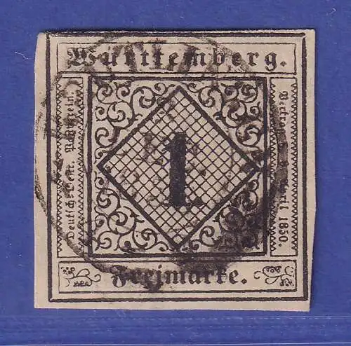Württemberg 1851 Wertziffer 1 Kreuzer  Mi.-Nr. 1a gestempelt
