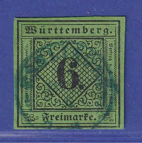 Württemberg 1851 Wertziffer 6 Kreuzer Mi.-Nr. 3a II b gestempelt