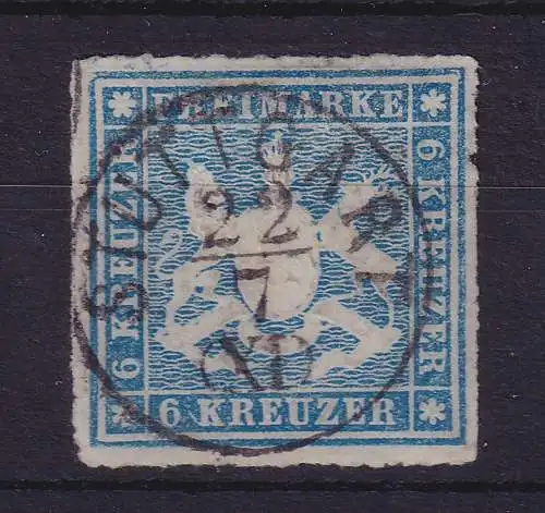 Württemberg 1865 Wappen 6 Kreuzer Mi.-Nr. 32a O STUTTGART