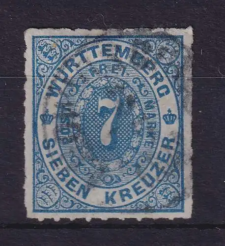 Württemberg 1869 Wertziffer 7 Kreuzer Mi.-Nr. 39a gestempelt