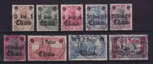 Deutsche Post in China 1905  Mi.-Nr. 28-36 gestempelt
