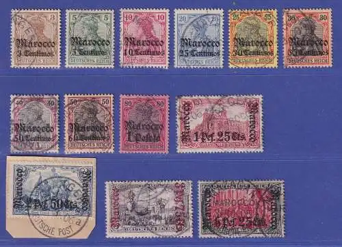 Deutsche Post in Marokko 1905  Mi.-Nr. 21-33 Satz kpl. gestempelt