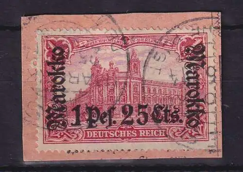 Deutsche Post in Marokko 1911 Mi.-Nr. 55IA  O auf Briefstück