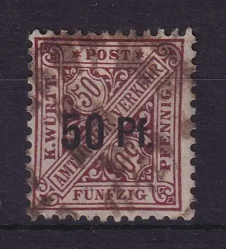 Württemberg 1919 Dienstmarke Wertzifferaufdruck 50 Pf Mi.-Nr. 255 O gpr. INFLA