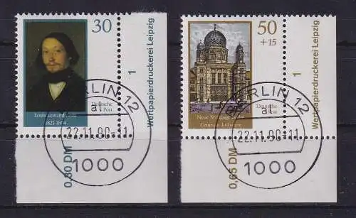 DDR 1990 Synagoge Mi.-Nr. 3358-59 Eckrandstücke UR mit Druckvermerk O BERLIN 12 