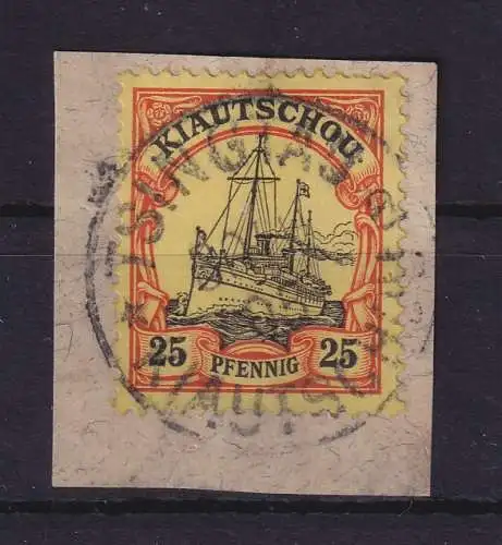 Dt. Kolonien Kiautschou 1901  25 Pf  Mi.-Nr. 9 gestempelt auf Briefstück