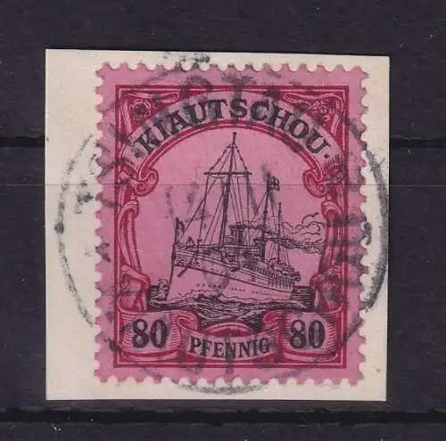 Dt. Kolonien Kiautschou 1901  80 Pf  Mi.-Nr. 13 O TSINGTAU auf Briefstück