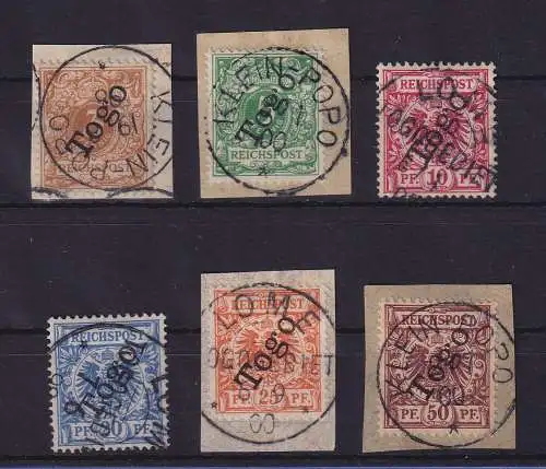 Deutsche Kolonien Togo 1897  Mi.-Nr. 1-6 Satz kpl. O LOME und KLEIN-POPO 