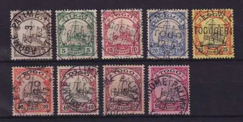Deutsche Kolonien Togo 1900 Pfennig-Werte Mi.-Nr. 7-15 gestempelt