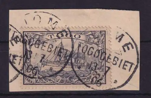 Deutsche Kolonien Togo 3 Mark 1900 Mi.-Nr. 18 O LOME auf Briefstück