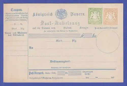 Bayern Ganzsache Postanweisung Mi.-Nr. A13 II postfrisch **