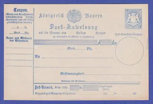 Bayern Ganzsache Postanweisung Mi.-Nr. A12 II postfrisch **