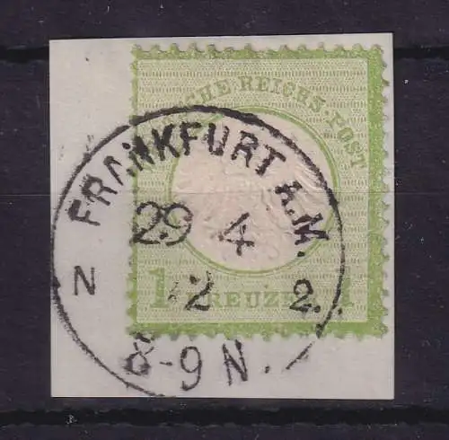 Dt. Reich 1872 kl. Brustschild 1 Kr  Mi.-Nr. 7 O FRANKFURT A.M. auf Briefstück