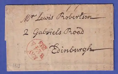 Schottland Vorphila-Brief mit rotem Datum-O 1813 nach Edinburgh