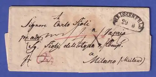 Vorphila-Brief mit Nieren-O WEISSENFELS 1840 gelaufen nach Mailand
