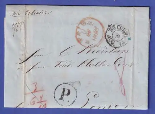 Vorphila-Brief mit Zweikreis-O CHEMNITZ 1850 gelaufen nach London