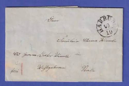 Vorphila-Brief mit Fingerhut-O HARBURG gelaufen nach Stade, wohl 1830er Jahre