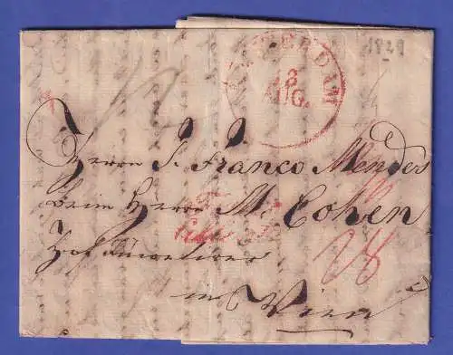 Niederlande Vorphila-Brief mit Einkreis-O AMSTERDAM 1829 nach Wien