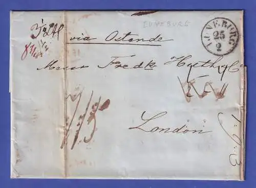 Vorphila-Brief mit Fingerhut-O LÜNEBURG 1850 nach London