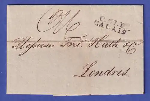 Frankreich Vorphila-Brief mit Zweizeiler CALAIS gelaufen nach London 1827