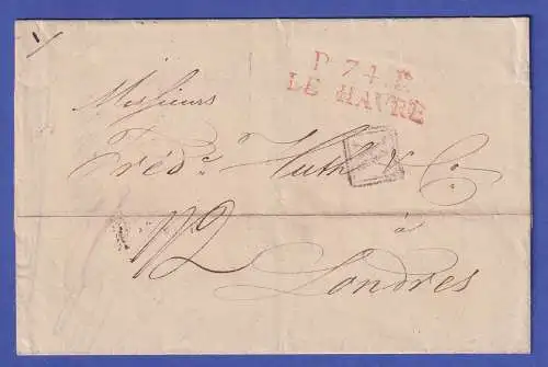 Frankreich Vorphila-Brief mit Zweizeiler LE HAVRE gelaufen nach London 1827