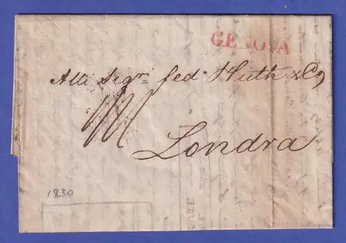 Italien Vorphila-Brief mit Einzeiler GENOVA gelaufen nach London 1830