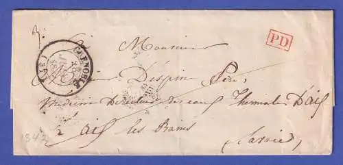 Frankreich Vorphila-Brief mit Zweikreis-O GRENOBLE nach Aix-les-Bains 1842
