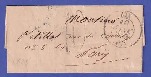 Preußen Brief mit Kastenstempel KÖNIGSBERG nach Bordeaux 1864