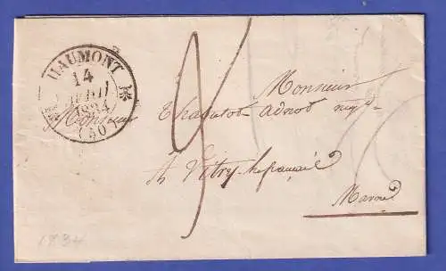 Frankreich Vorphila-Brief mit Zweikreis-O CHAUMONT nach Vitry-le-François 1834