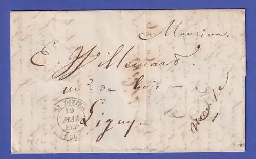 Frankreich Brief mit Zweikreis-O ST. DIZIER nach Ligny 1852