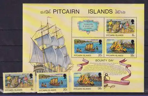 Pitcairn Islands 1978 Bounty Day Mi.-Nr. 174-176, Block 3 postfrisch **