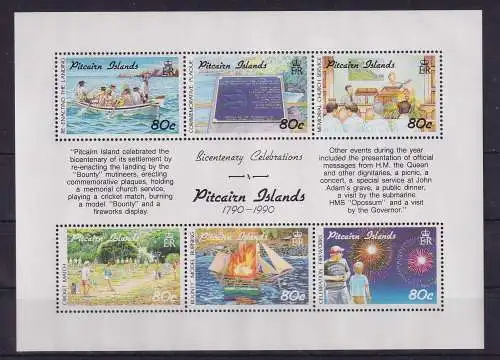 Pitcairn Islands 1991 200-Jahr-Feier Pitcairns Mi.-Nr. Block 14 postfrisch **