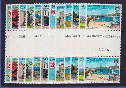 Guernsey Alderney 1983 Landesmotive Mi.-Nr. 1-12 Zwischenstegpaare postfrisch **