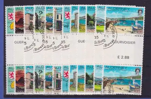 Guernsey Alderney 1983 Landesmotive Mi.-Nr. 1-12 Zwischenstegpaare gestempelt