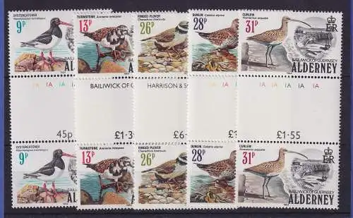 Guernsey Alderney 1984 Seevögel Mi.-Nr. 13-17 Zwischenstegpaare postfrisch **