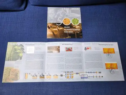 Reinheitsgebot für Bier 500 Jahre 1516-2016  Klappfolder der Dt. Post 