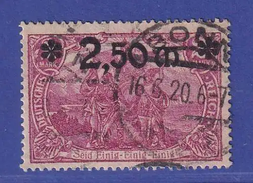 Dt. Reich 1920 Wertaufdruck 2,50 M  Mi.-Nr. 118b gestempelt gpr. DÜNTSCH BPP