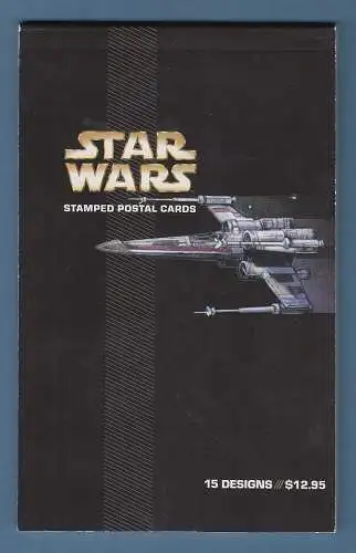 USA 2007 STAR WARS Postkartenheft mit 15 Ganzsachen mit eingedruckten Marken 