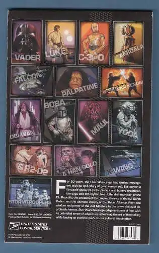 USA 2007 STAR WARS Postkartenheft mit 15 Ganzsachen mit eingedruckten Marken 