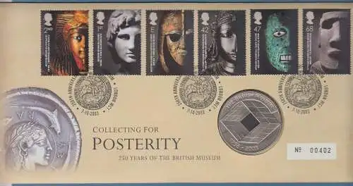 Großbritannien Coin-FDC 2003, 250 Jahre British Museum, mit Gedenkmedaille