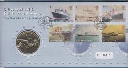Großbritannien Coin-FDC 2004, Passagierschiffe, mit Gedenkmedaille