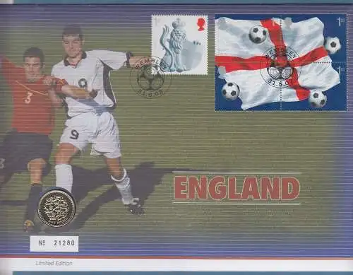 Großbritannien Coin-FDC 2002, Fussball WM Japan/Südkorea Mi.-Nr. 2018-22