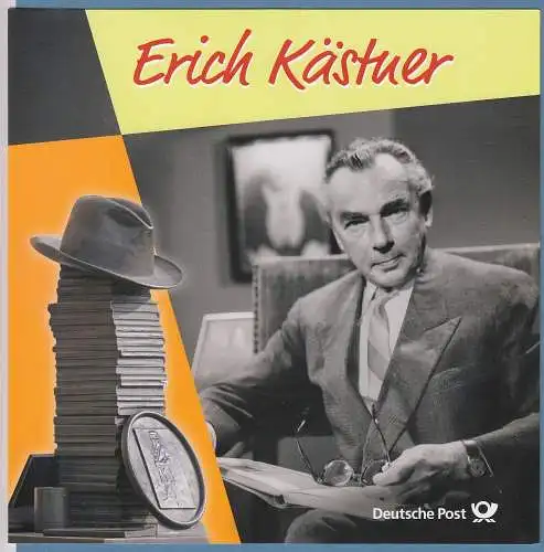 Erich Kästner Klappfolder der Dt.Post mit gestempelten und postfrischen Marken