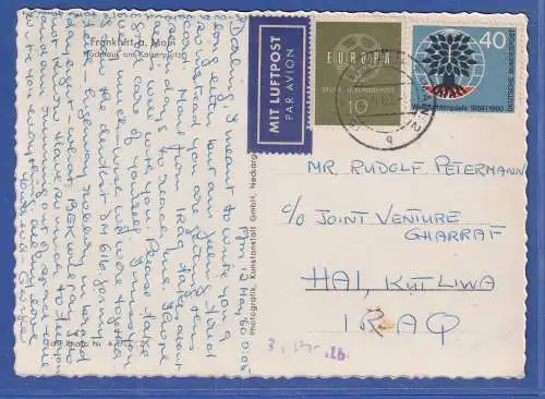 Bund 12.5.1960 Lp-Postkarte gelaufen in den Irak. MIF Mi.-Nr. 320, 327