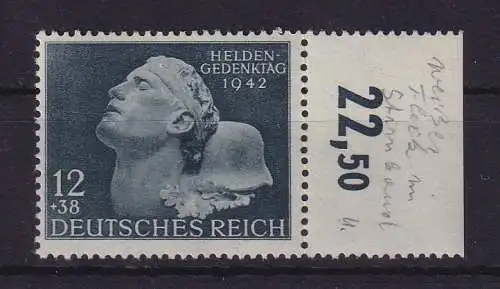 Dt. Reich 1942 Heldengedenktag Mi.-Nr. 812 mit PLF II (Feld 45) postfrisch **
